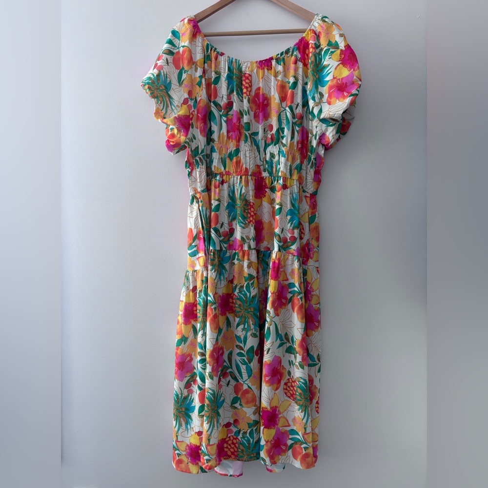 Grace Karin Tropical Floral Print Resortwear Vacation Midi Dress Size 2XL NWT - Picture 8 of 9